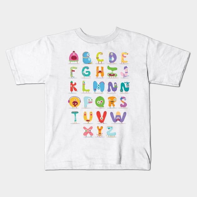 Monster abc Kids T-Shirt by Mjdaluz